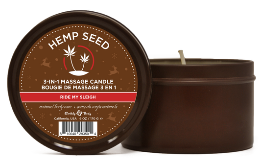 "Hemp Seed 3-in-1 Massage Candle Ride My Sleigh 6oz/ 170 G EB-HSCH021C"