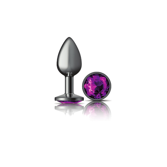 "Purple Round Gem Gunmetal Metal Plug - Sm VB-CC9123"
