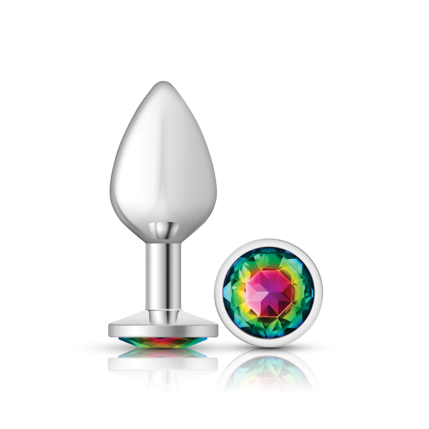 "Rainbow Round Gem Silver Metal Plug - Md VB-CC9118"