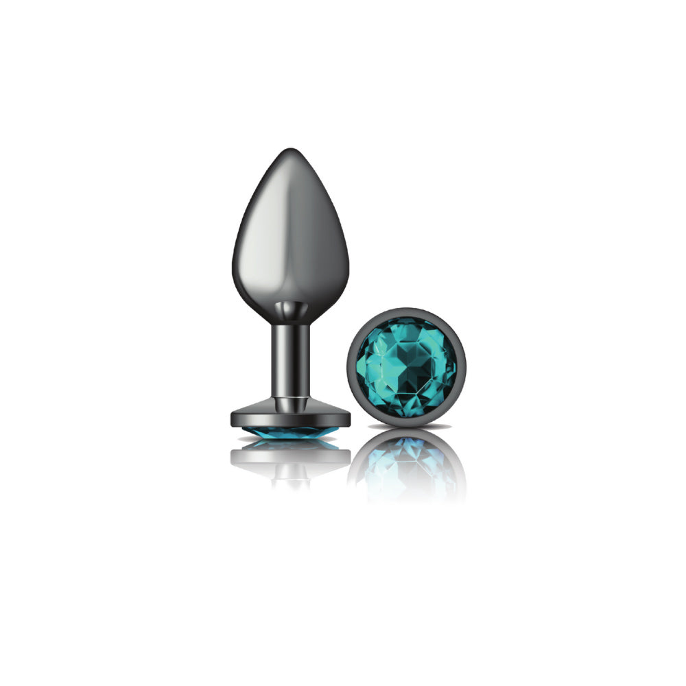 "Cheeky Charms-Gunmetal Metal Butt Plug- Round-Teal-Medium VB-CC9121"