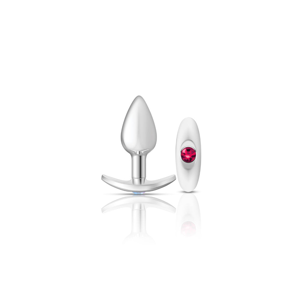 "Cheeky Charms-Silver Metal Butt Plug Kit -Clear/bright Pink VB-CC9140"