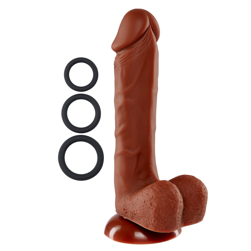 "Pro Sensual Premium Silicone 8 Inch Dong With 3 Cockrings - Brown WTC852875"