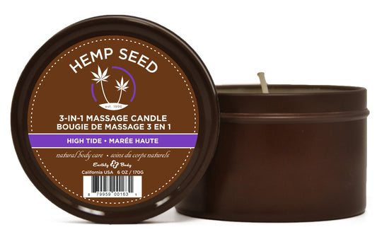 "Hemp Seed 3-in-1 Massage Candle - High Tide - 6 Oz. EB-HSC053"