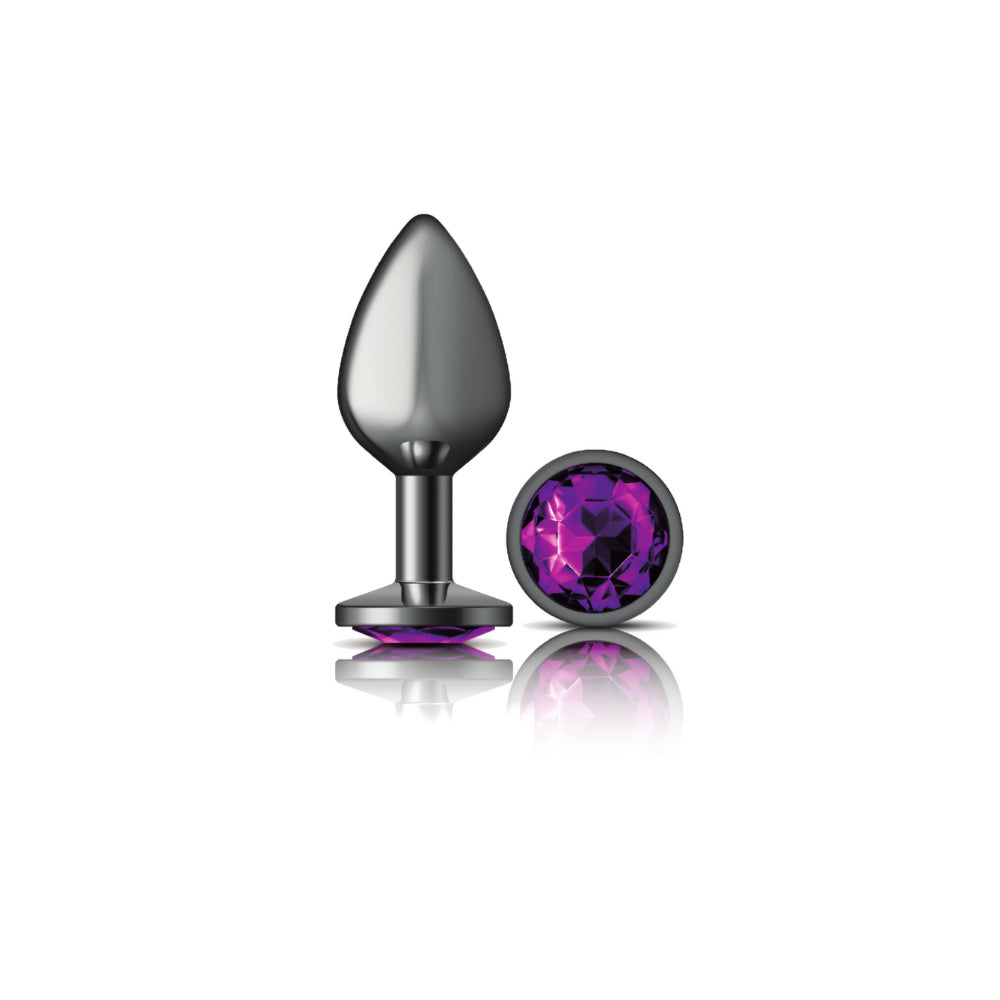 "Cheeky Charms-Gunmetal Metal Butt Plug- Round-Deep Purple-Medium VB-CC9124"