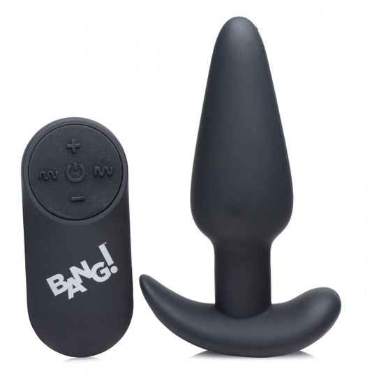 "21x Silicone Butt Plug With Remote - Black BNG-AG563-BLK"