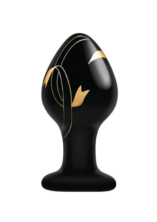 "Secret Kisses - 3.5 Inch Handblown Glass Plug - Black SK-3001"