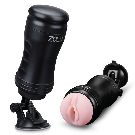 "Zolo Solo Flesh Discreet Suction Mounted Masturbator - Black X-ZO6017"