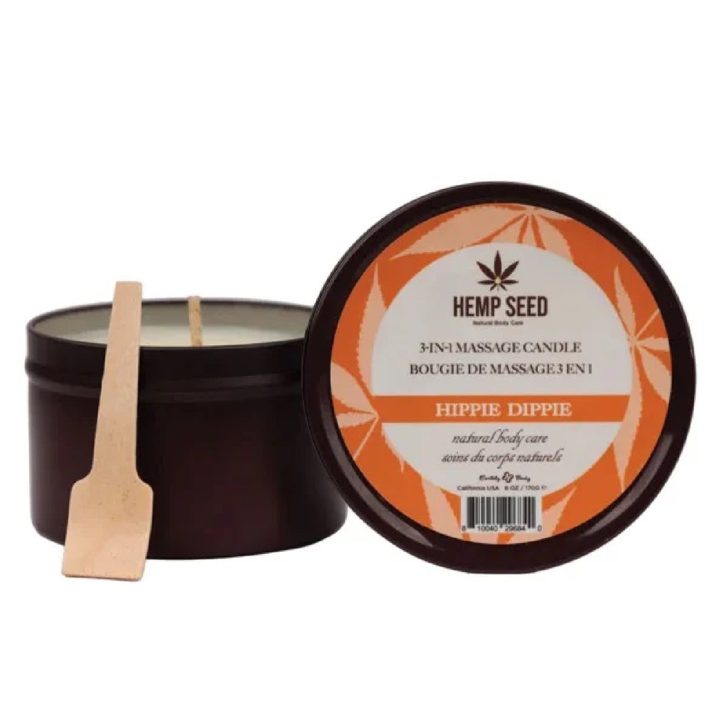 "Hemp Seed 3-in-1 Massage Candle - Hippie Dippie 6oz EB-HSCS024A"