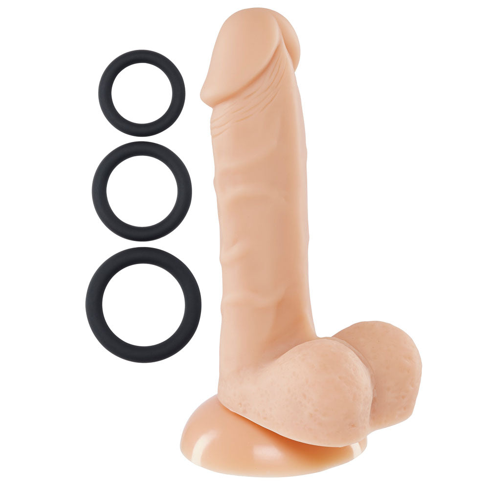 "Pro Sensual Premium Silicone 6 Inch Dong With 3 Cockrings - Flesh WTC852820"