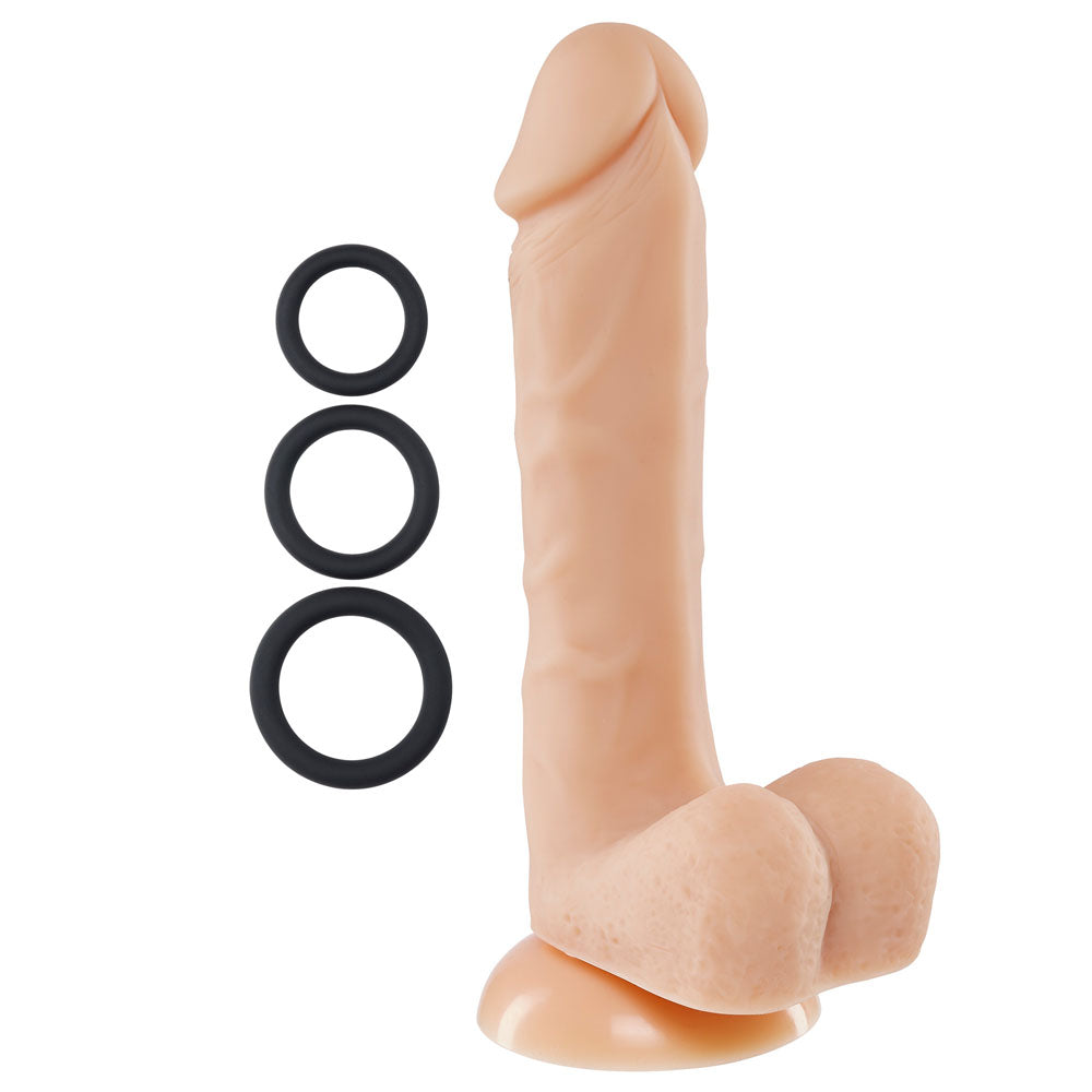 "Pro Sensual Premium Silicone 8 Inch Dong With 3 Cockrings - Flesh WTC852851"