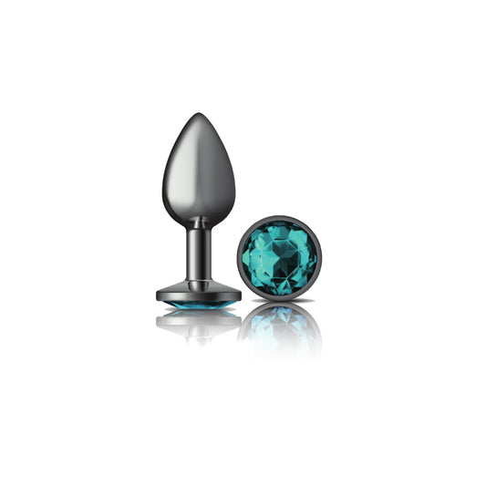 "Cheeky Charms-Gunmetal Metal Butt Plug- Round-Teal-Small VB-CC9120"